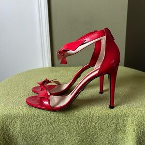 Chic Red Bow Ankle Strap Open Toe Sandal Heels